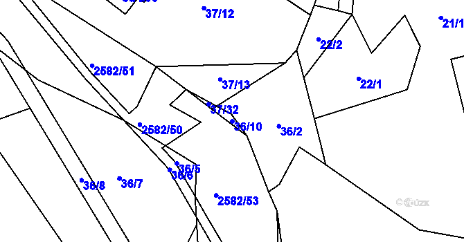 Parcela st. 36/10 v KÚ Benešov u Semil, Katastrální mapa