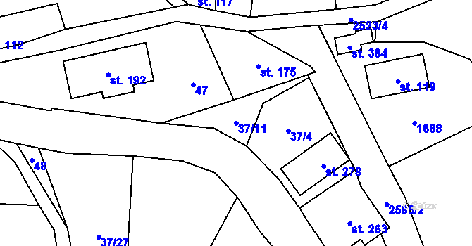 Parcela st. 37/11 v KÚ Benešov u Semil, Katastrální mapa