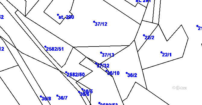 Parcela st. 37/13 v KÚ Benešov u Semil, Katastrální mapa