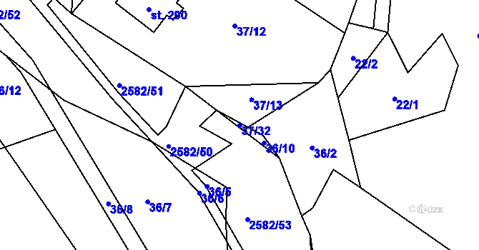 Parcela st. 37/32 v KÚ Benešov u Semil, Katastrální mapa