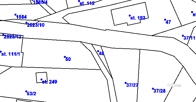 Parcela st. 48 v KÚ Benešov u Semil, Katastrální mapa
