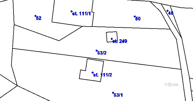 Parcela st. 53/2 v KÚ Benešov u Semil, Katastrální mapa