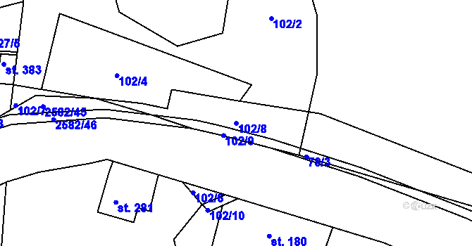 Parcela st. 102/8 v KÚ Benešov u Semil, Katastrální mapa