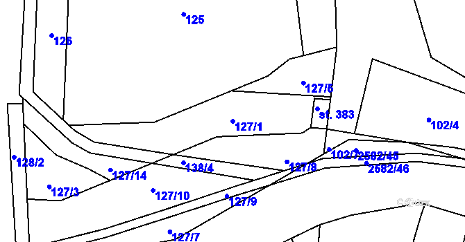 Parcela st. 127/1 v KÚ Benešov u Semil, Katastrální mapa