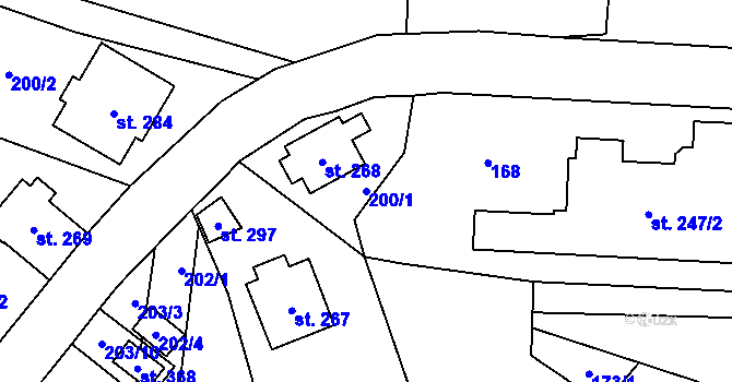 Parcela st. 200/1 v KÚ Benešov u Semil, Katastrální mapa