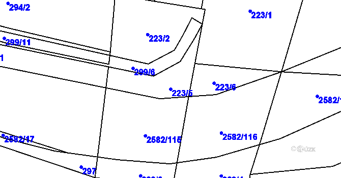 Parcela st. 223/5 v KÚ Benešov u Semil, Katastrální mapa