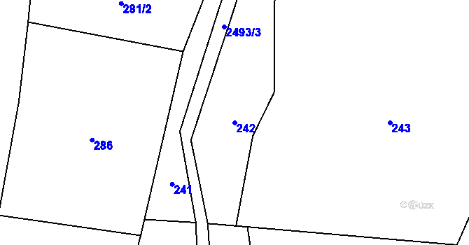 Parcela st. 242 v KÚ Benešov u Semil, Katastrální mapa