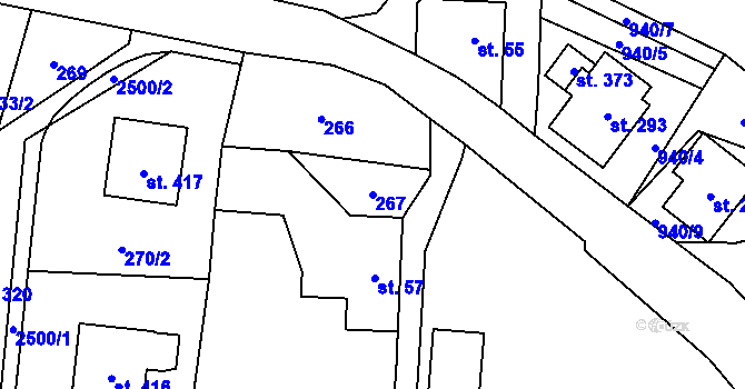 Parcela st. 267 v KÚ Benešov u Semil, Katastrální mapa