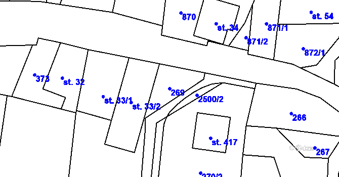Parcela st. 269 v KÚ Benešov u Semil, Katastrální mapa