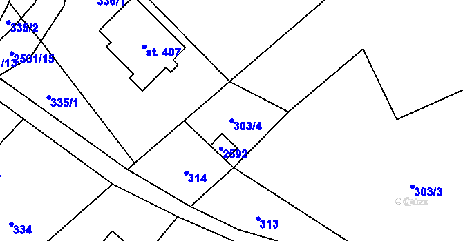 Parcela st. 303/4 v KÚ Benešov u Semil, Katastrální mapa