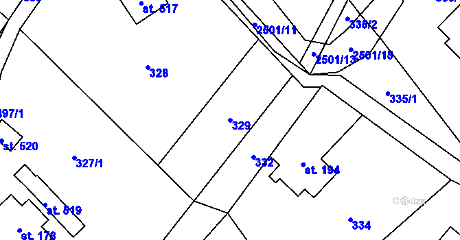 Parcela st. 329 v KÚ Benešov u Semil, Katastrální mapa