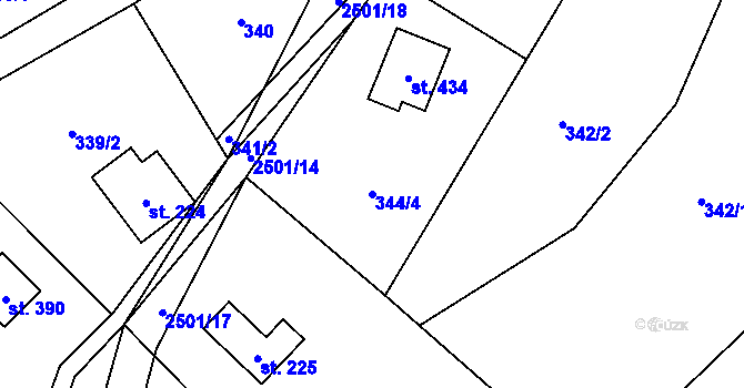 Parcela st. 344/4 v KÚ Benešov u Semil, Katastrální mapa
