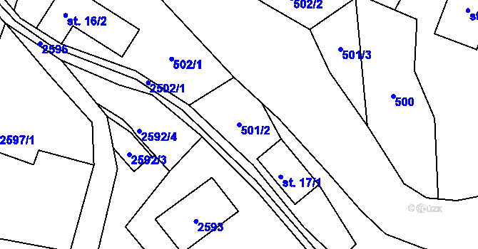 Parcela st. 501/2 v KÚ Benešov u Semil, Katastrální mapa