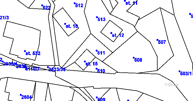 Parcela st. 511 v KÚ Benešov u Semil, Katastrální mapa