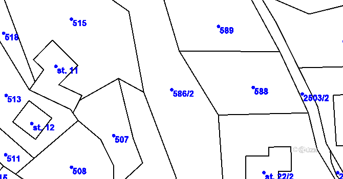 Parcela st. 586/2 v KÚ Benešov u Semil, Katastrální mapa