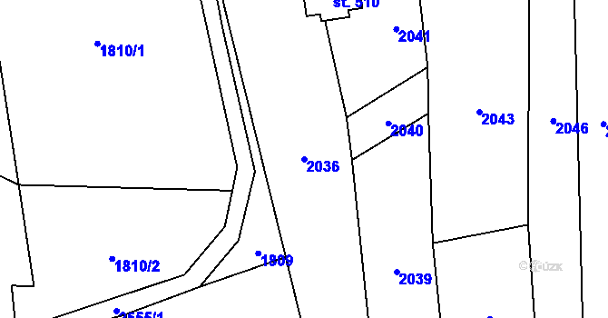 Parcela st. 2036 v KÚ Benešov u Semil, Katastrální mapa