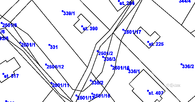 Parcela st. 2501/2 v KÚ Benešov u Semil, Katastrální mapa