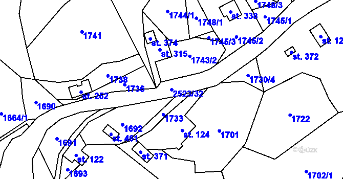Parcela st. 2523/32 v KÚ Benešov u Semil, Katastrální mapa