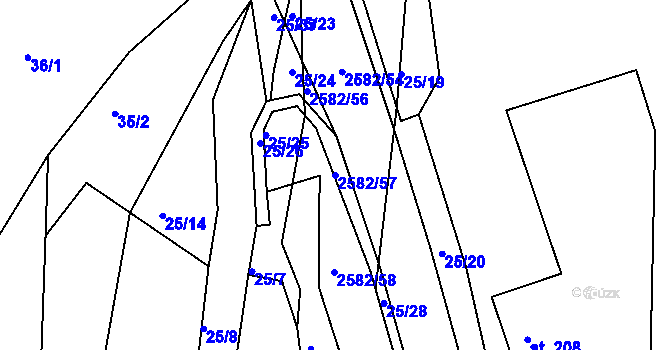 Parcela st. 2582/57 v KÚ Benešov u Semil, Katastrální mapa