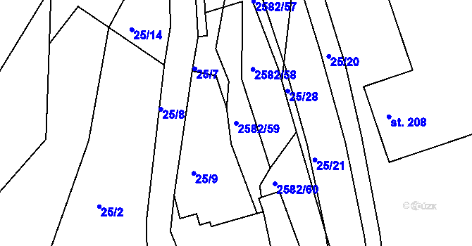 Parcela st. 2582/59 v KÚ Benešov u Semil, Katastrální mapa