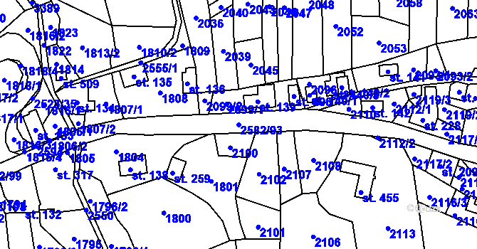 Parcela st. 2582/93 v KÚ Benešov u Semil, Katastrální mapa