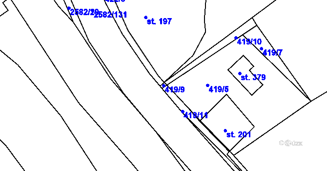 Parcela st. 419/9 v KÚ Benešov u Semil, Katastrální mapa