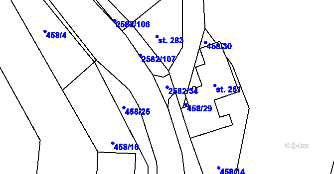Parcela st. 2582/34 v KÚ Benešov u Semil, Katastrální mapa