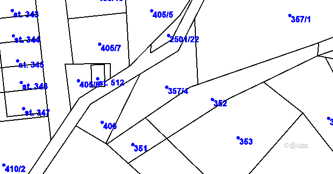 Parcela st. 357/4 v KÚ Benešov u Semil, Katastrální mapa