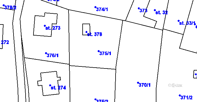 Parcela st. 375/1 v KÚ Benešov u Semil, Katastrální mapa
