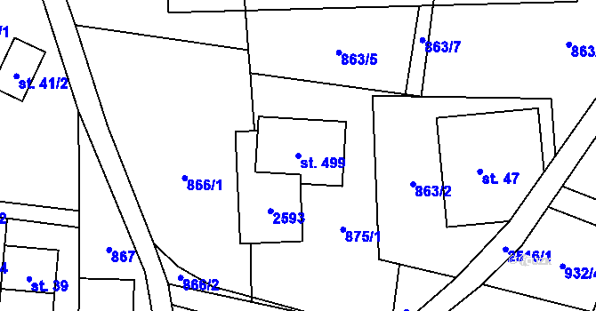 Parcela st. 499 v KÚ Benešov u Semil, Katastrální mapa