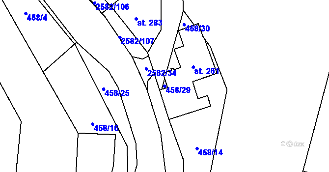 Parcela st. 458/29 v KÚ Benešov u Semil, Katastrální mapa
