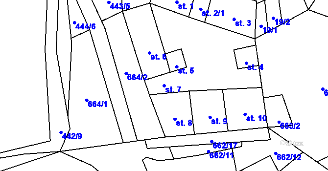 Parcela st. 7 v KÚ Benešova Hora, Katastrální mapa