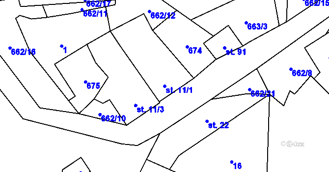 Parcela st. 11/1 v KÚ Benešova Hora, Katastrální mapa