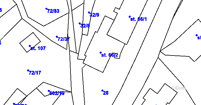 Parcela st. 66/2 v KÚ Benešova Hora, Katastrální mapa