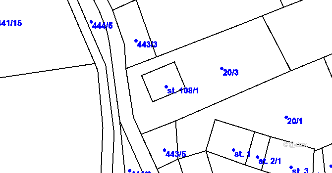 Parcela st. 108/1 v KÚ Benešova Hora, Katastrální mapa
