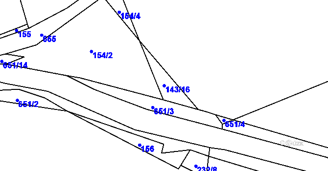 Parcela st. 143/16 v KÚ Benešova Hora, Katastrální mapa
