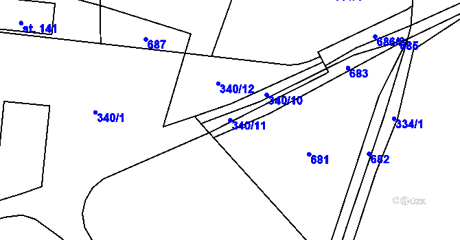 Parcela st. 340/11 v KÚ Benešova Hora, Katastrální mapa