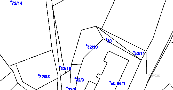 Parcela st. 32/10 v KÚ Benešova Hora, Katastrální mapa