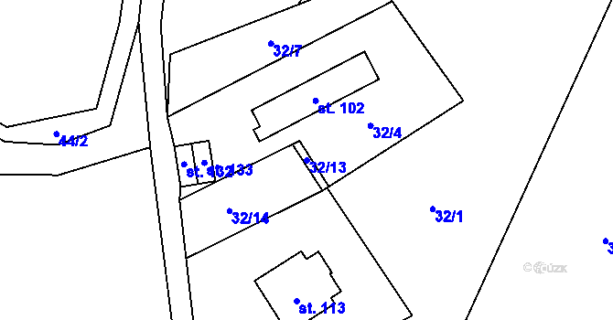 Parcela st. 32/13 v KÚ Benešova Hora, Katastrální mapa