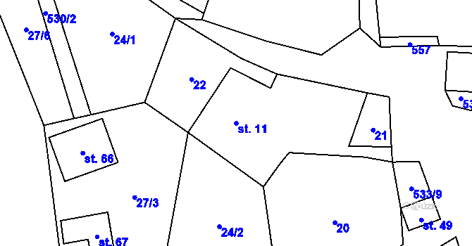 Parcela st. 11 v KÚ Čábuze, Katastrální mapa