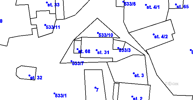 Parcela st. 31 v KÚ Čábuze, Katastrální mapa