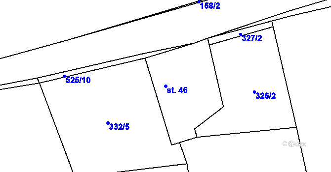 Parcela st. 46 v KÚ Čábuze, Katastrální mapa