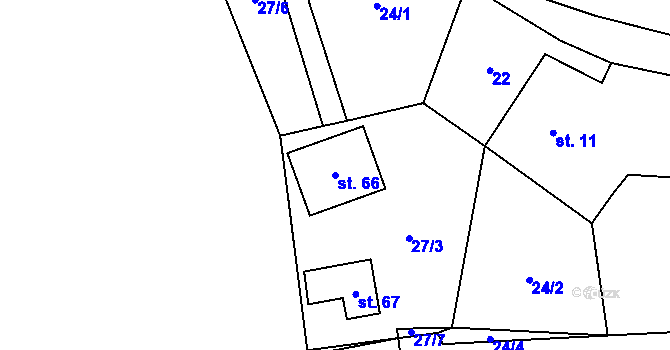 Parcela st. 66 v KÚ Čábuze, Katastrální mapa
