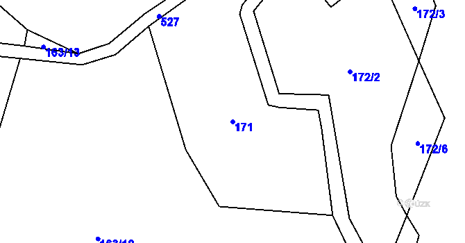 Parcela st. 171 v KÚ Čábuze, Katastrální mapa