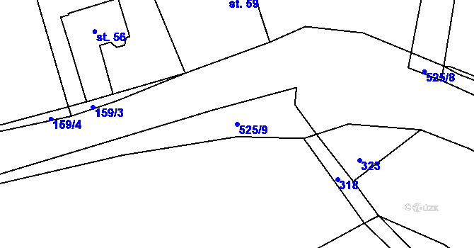 Parcela st. 525/9 v KÚ Čábuze, Katastrální mapa