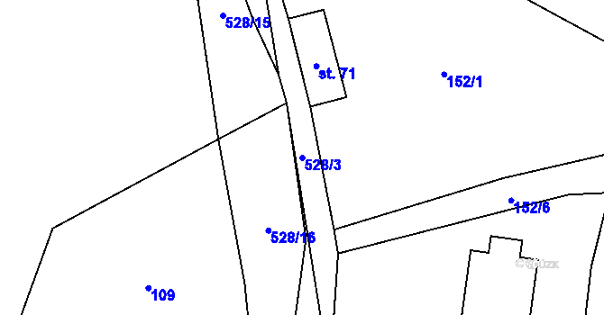 Parcela st. 528/3 v KÚ Čábuze, Katastrální mapa
