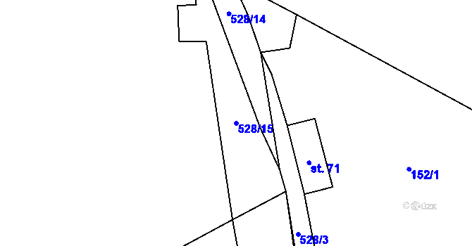 Parcela st. 528/15 v KÚ Čábuze, Katastrální mapa