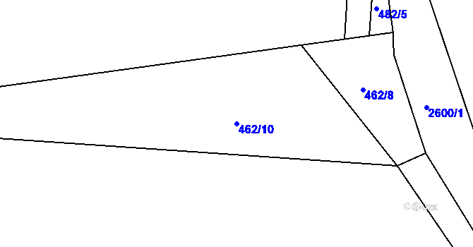 Parcela st. 462/10 v KÚ Benešovice, Katastrální mapa