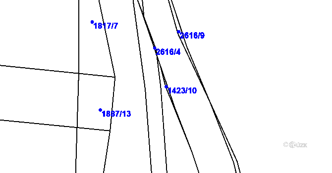 Parcela st. 1423/10 v KÚ Benešovice, Katastrální mapa