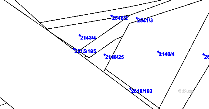 Parcela st. 2148/25 v KÚ Benešovice, Katastrální mapa